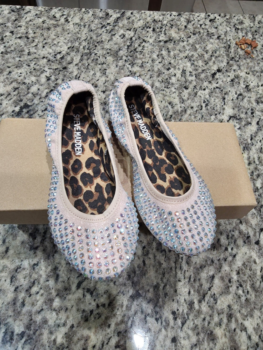 Steve Madden Kids Rhinestone Ballet Flats with Leopard Lining